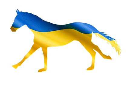 Blue and yellow horse logo