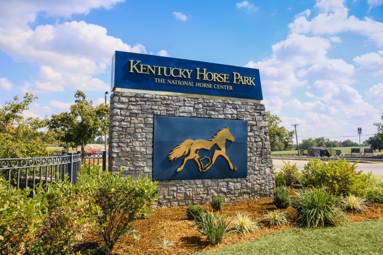 Entrance sign to the Kentucky Horse Park in Lexington, KY, USA