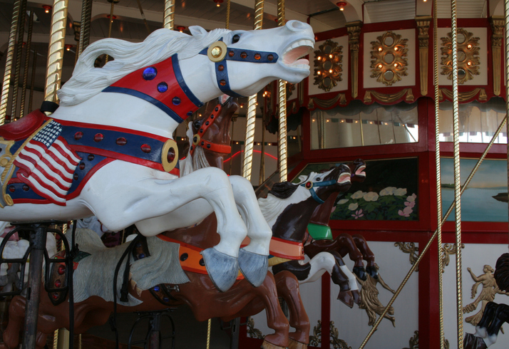 a "flag horse" on a carousel