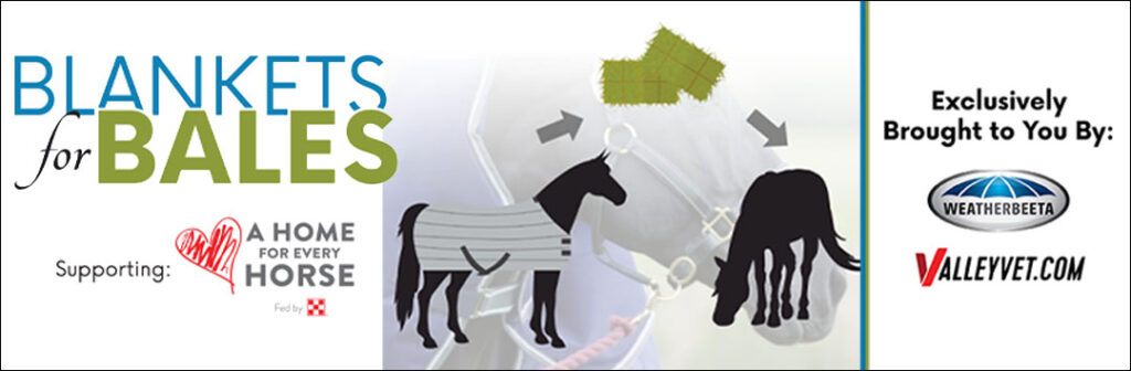 Logo for Blankets for Bales program, benefits AHFEH hay funds