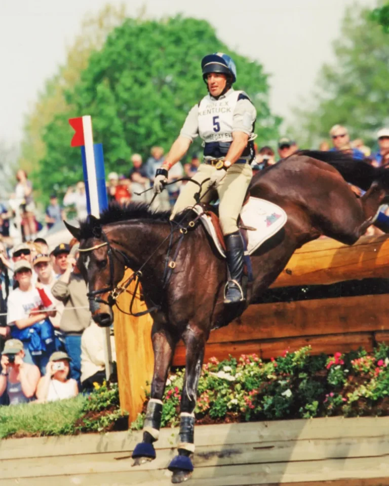 David O'Connor and Custom made jump fence in Kentucky Three-Day Event