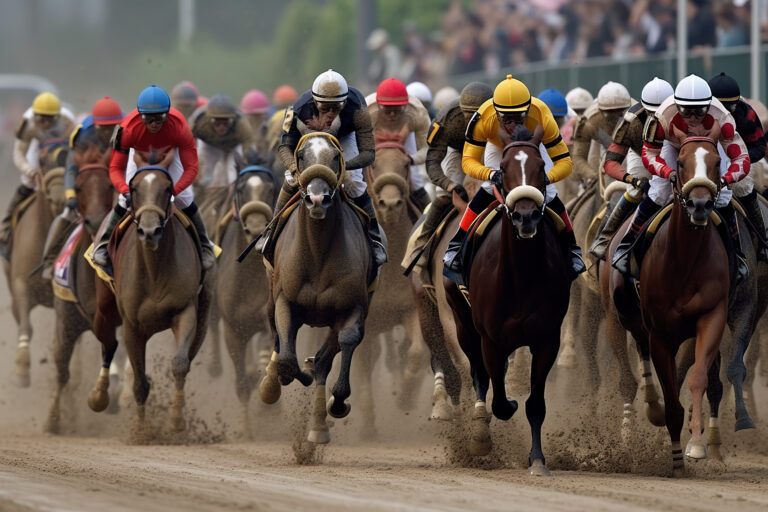 A group of men riding on the backs of horses created with Genera