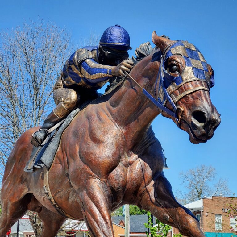 Closeup detail of Jocelyn Russell Secretariat statue