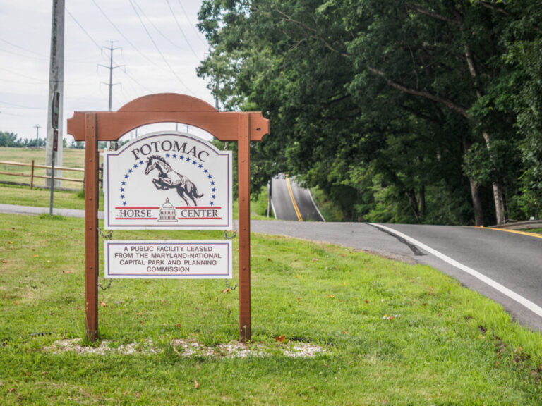 Picture of Potomac Horse Center sign on road