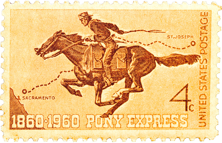 Pony Express centennial postage stamp