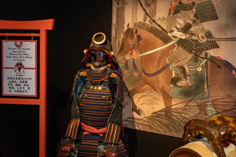 Image of exhibit featuring Japanese artifacts at International Museum of the Horse