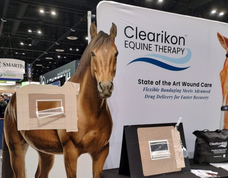 AAEP trade show booth featuring large horse image