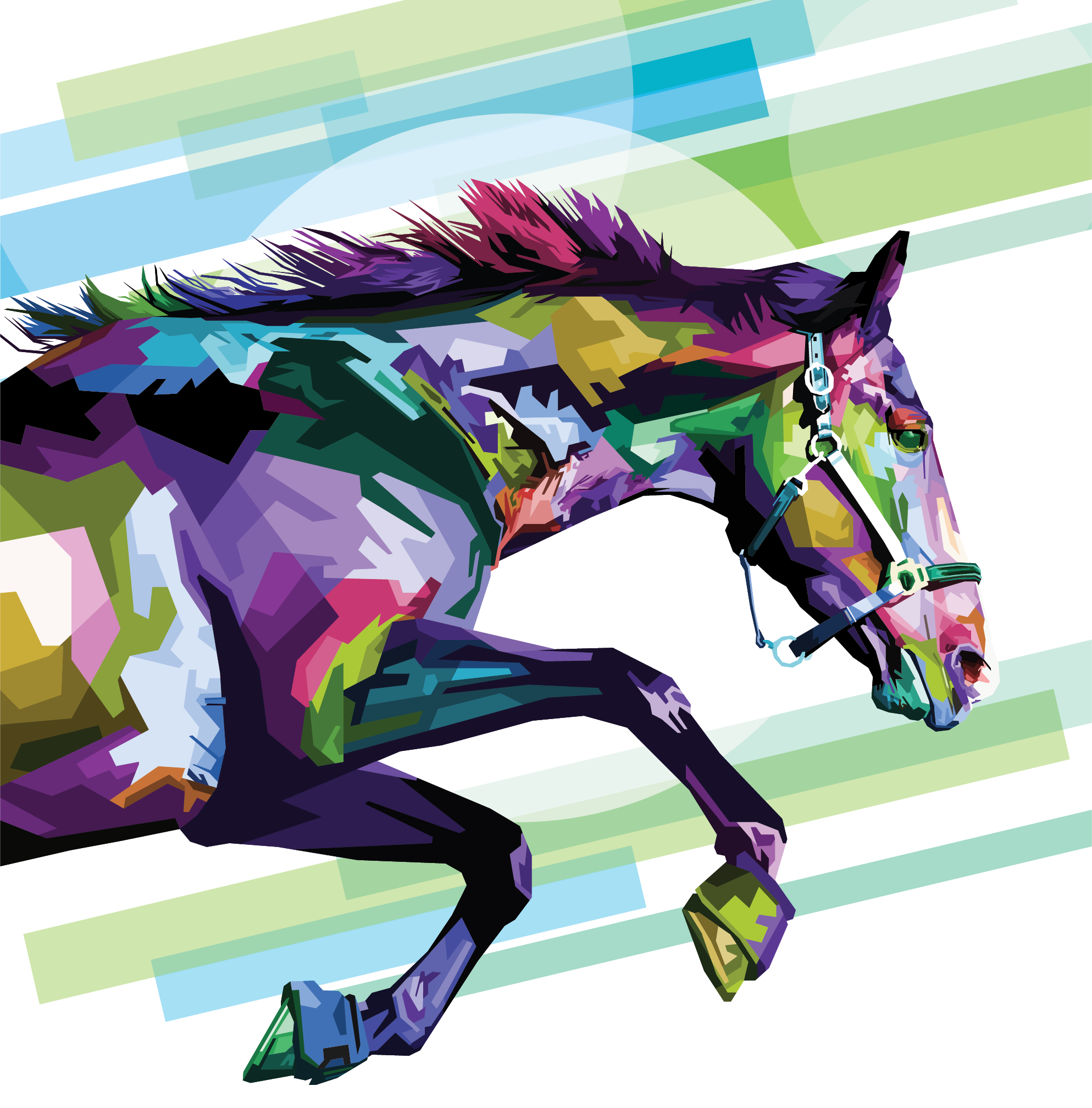 Colorful graphic of jumping horse from TechMix PR