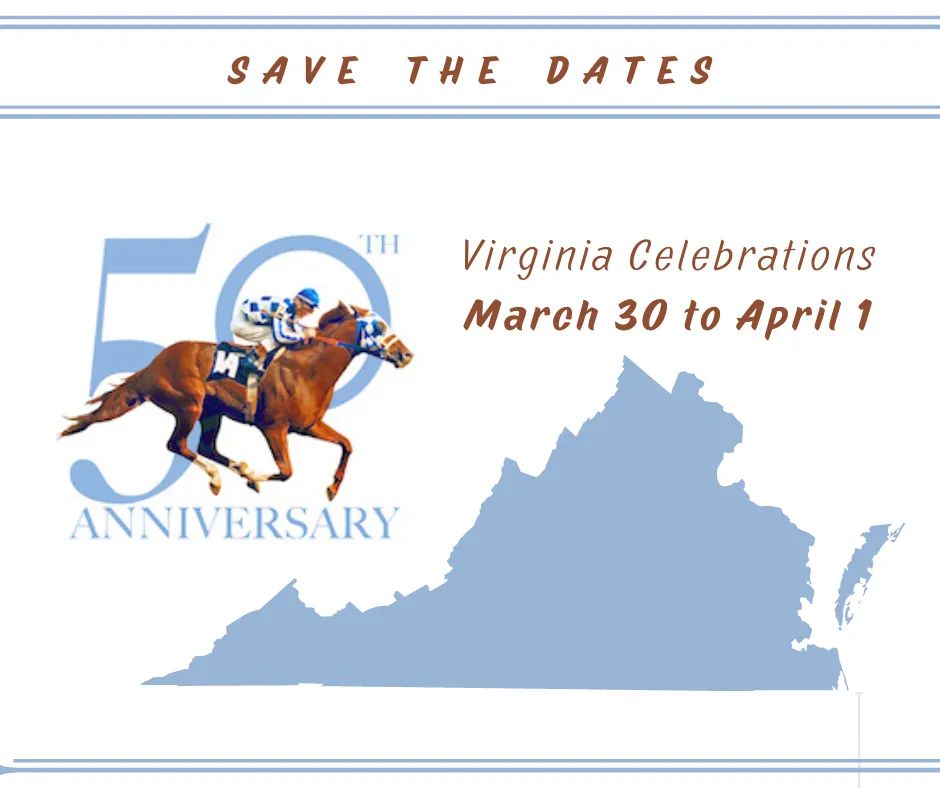 Graphic announcing Virginia kickoff to 50th anniversary of Secretariat's Triple Crown